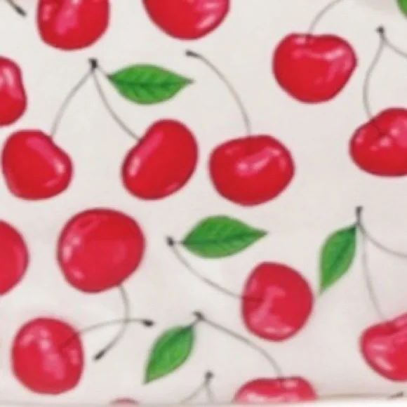 Red Cherry Acrylic Rectangular Wicker & Bamboo Top Handle Pinup Retro Purse Bag - Picture 4 of 8